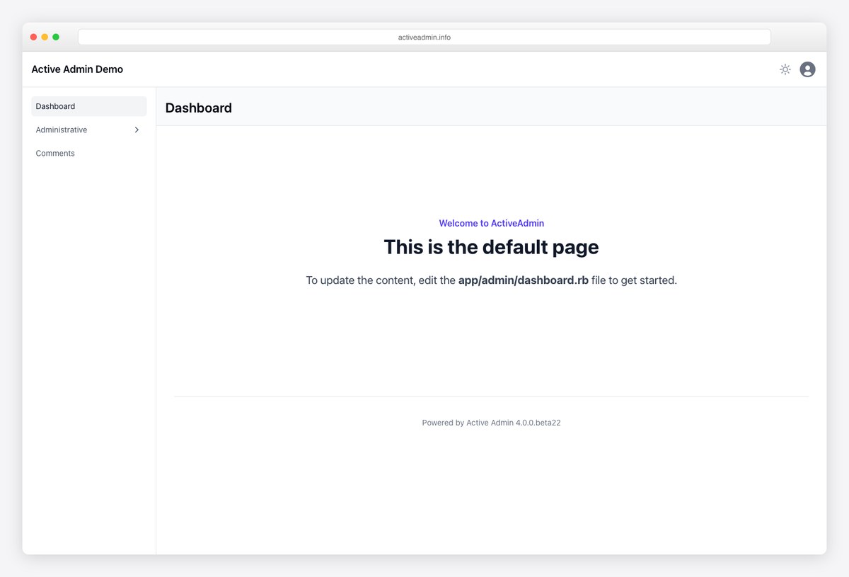 ActiveAdmin Rails admin dashboard
