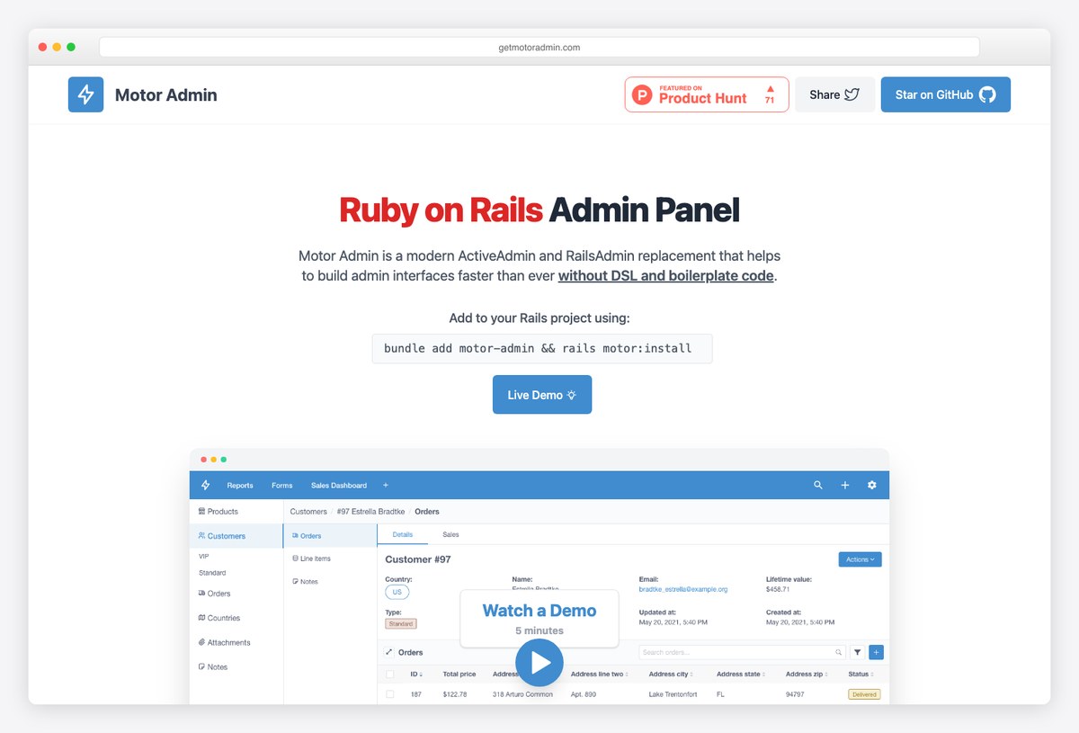 Motor Admin Rails admin panel