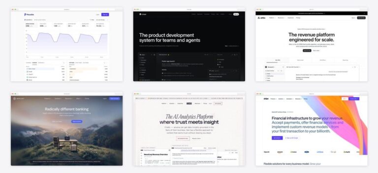 The best saas dashboard design examples — collage of six template screenshots