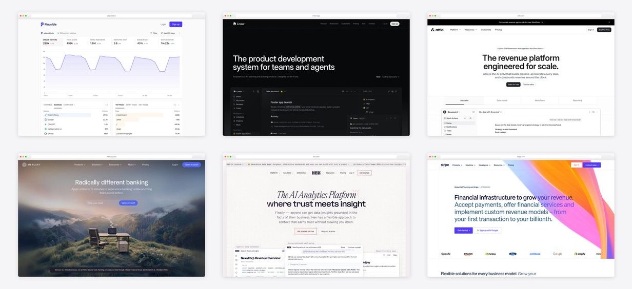 The best saas dashboard design examples — collage of six template screenshots