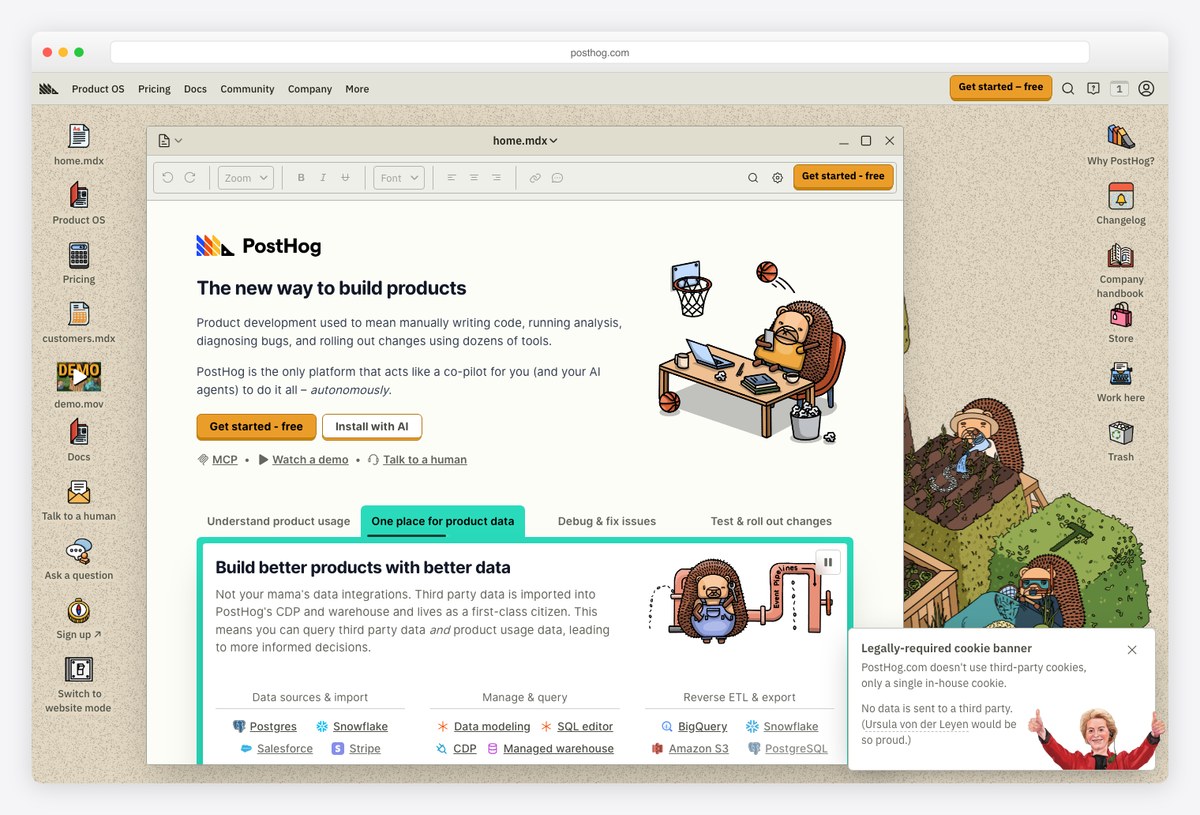PostHog product analytics dashboard design example