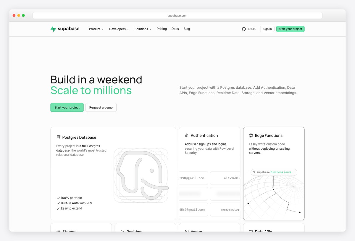 Supabase developer dashboard design example