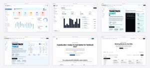 The best tanstack start admin dashboard templates — collage of six template screenshots