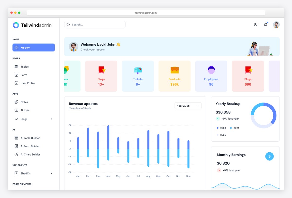 Tailwind-Admin free TanStack Start admin dashboard template