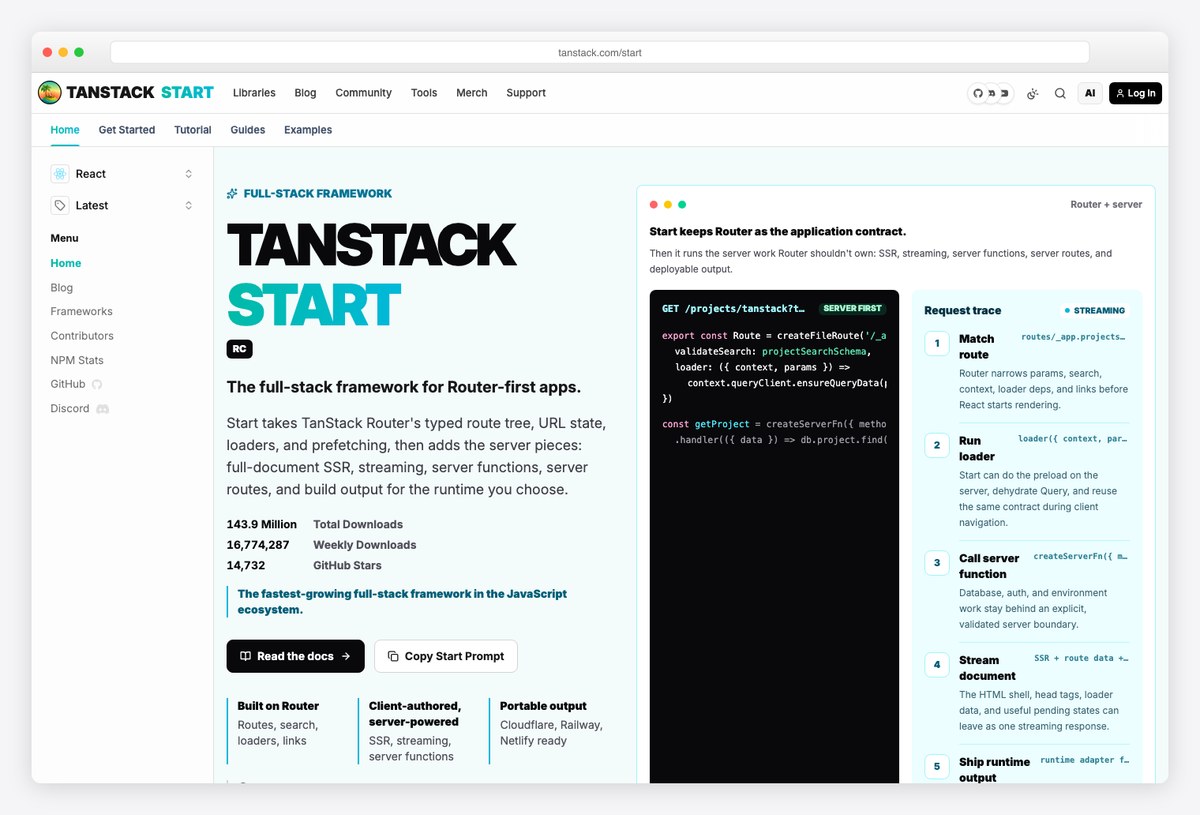 TanStack Start full-stack React framework official site