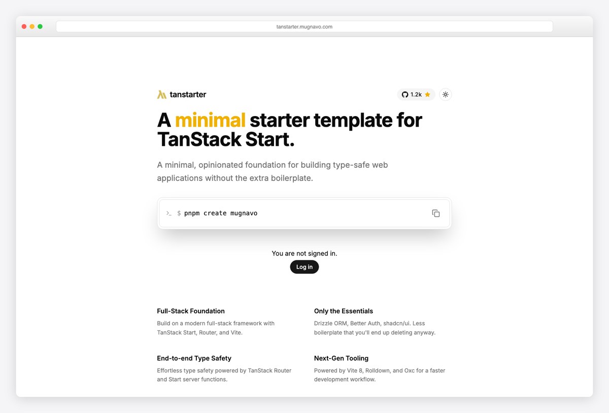 TanStarter TanStack Start starter with Better Auth and Drizzle