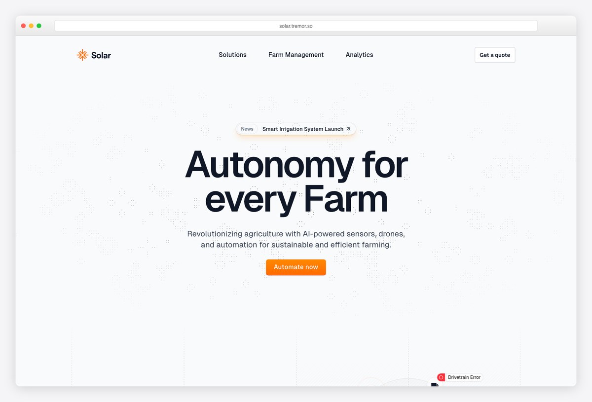 Tremor Solar SaaS website template