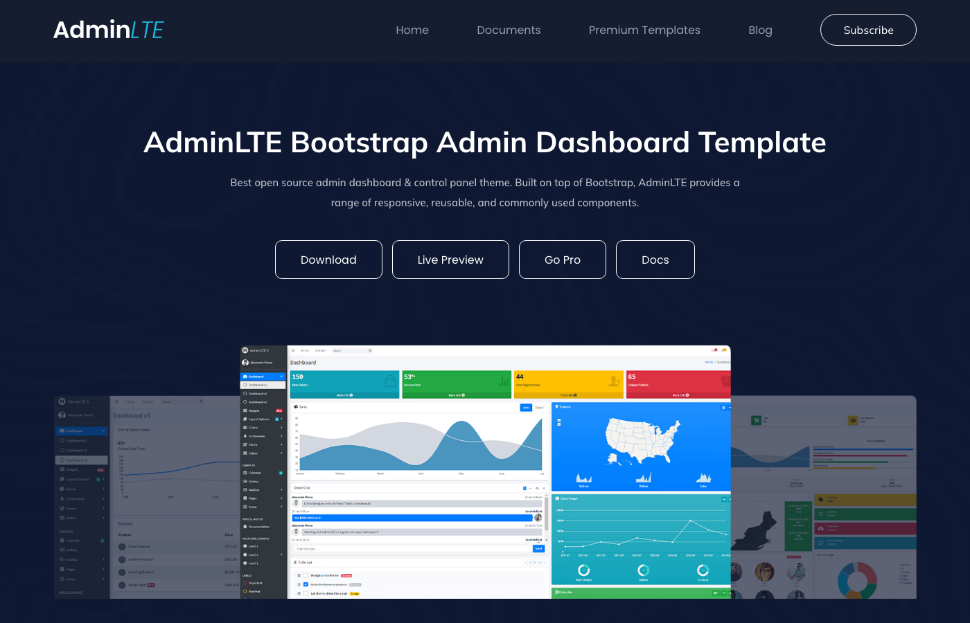 AdminLTE 4 admin dashboard