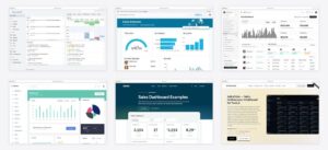 The best sales dashboard templates — collage of six template screenshots