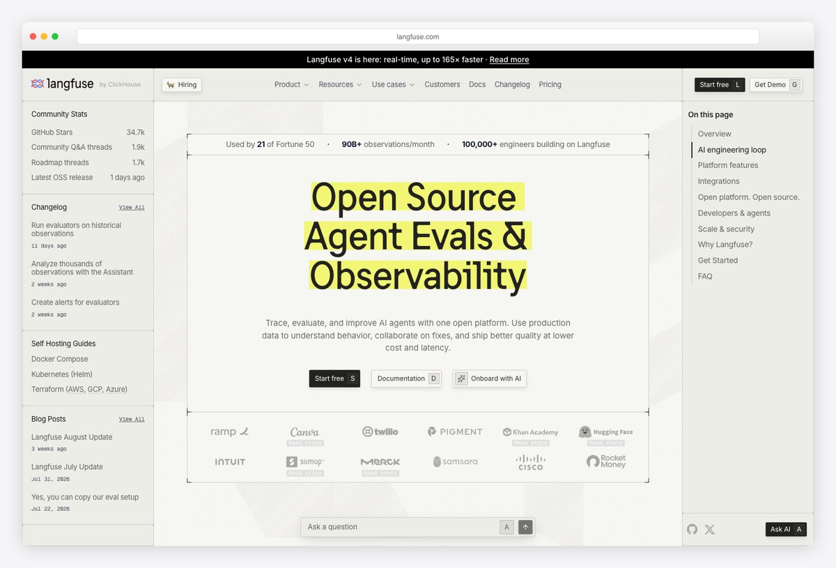 Langfuse open-source LLM engineering platform homepage