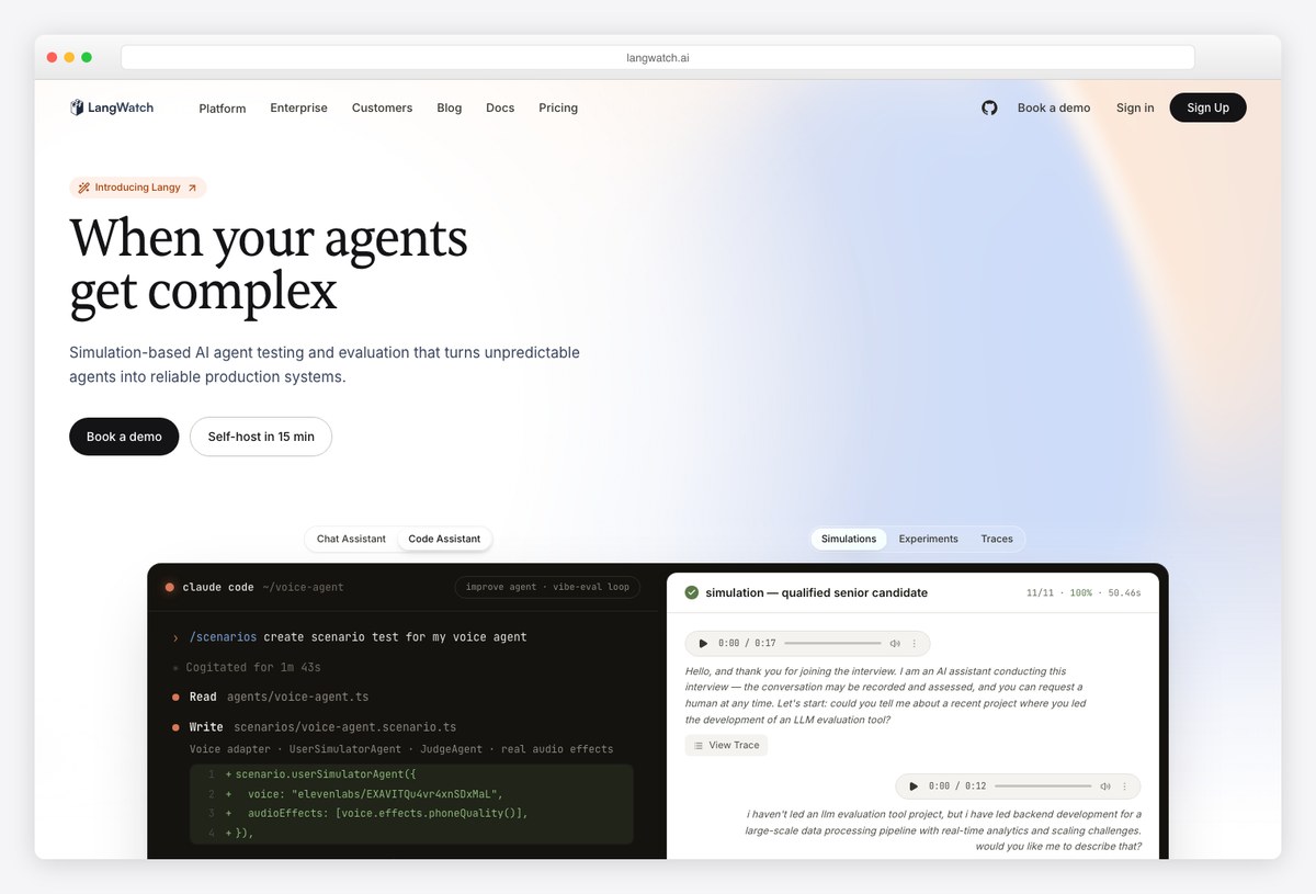 LangWatch open-source platform for AI observability, evaluation and governance homepage