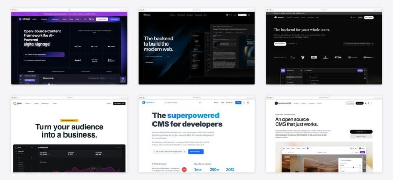 The best cms admin dashboard templates — collage of six template screenshots