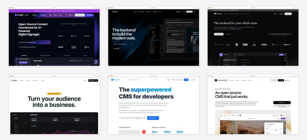 The best cms admin dashboard templates — collage of six template screenshots