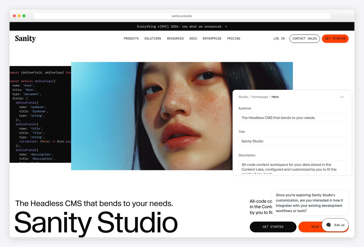Sanity Studio content workspace product page