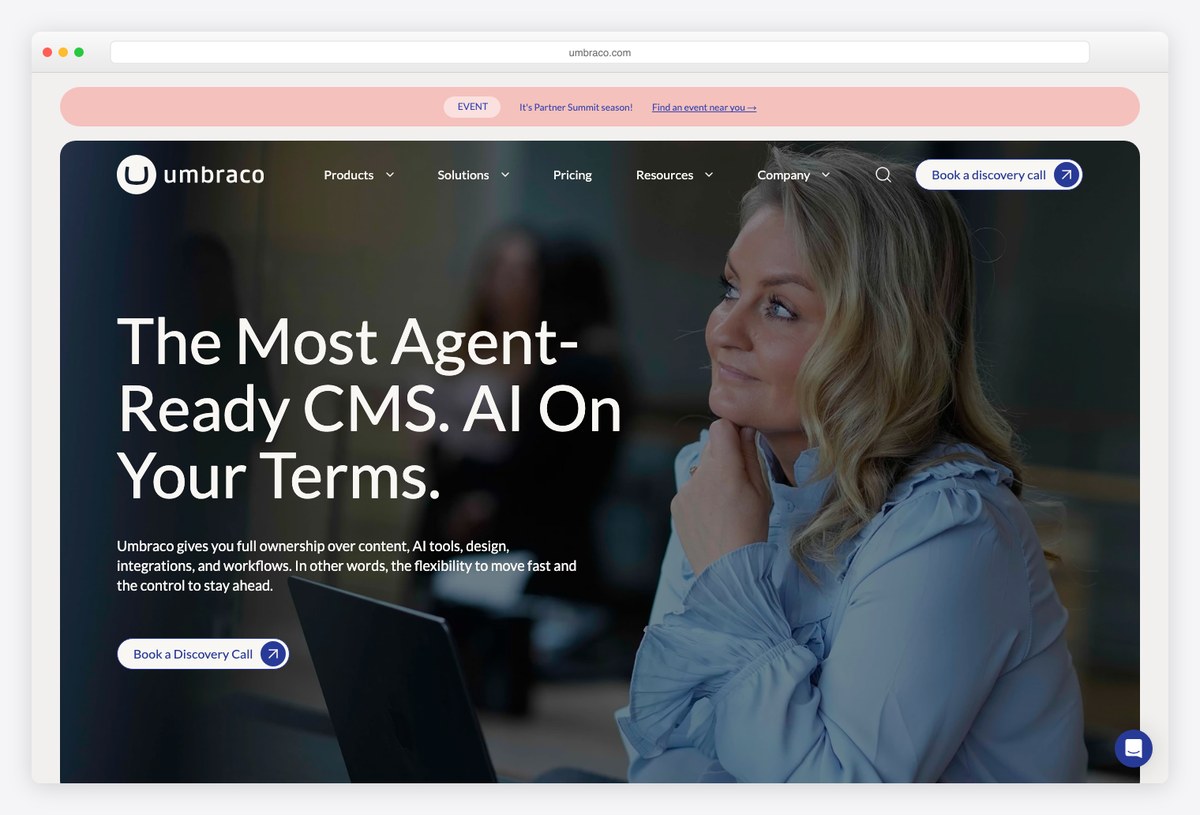 Umbraco open-source .NET CMS homepage