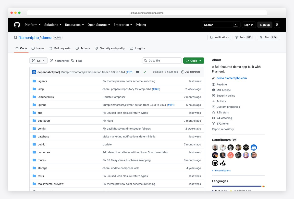 Official Filament demo application repository
