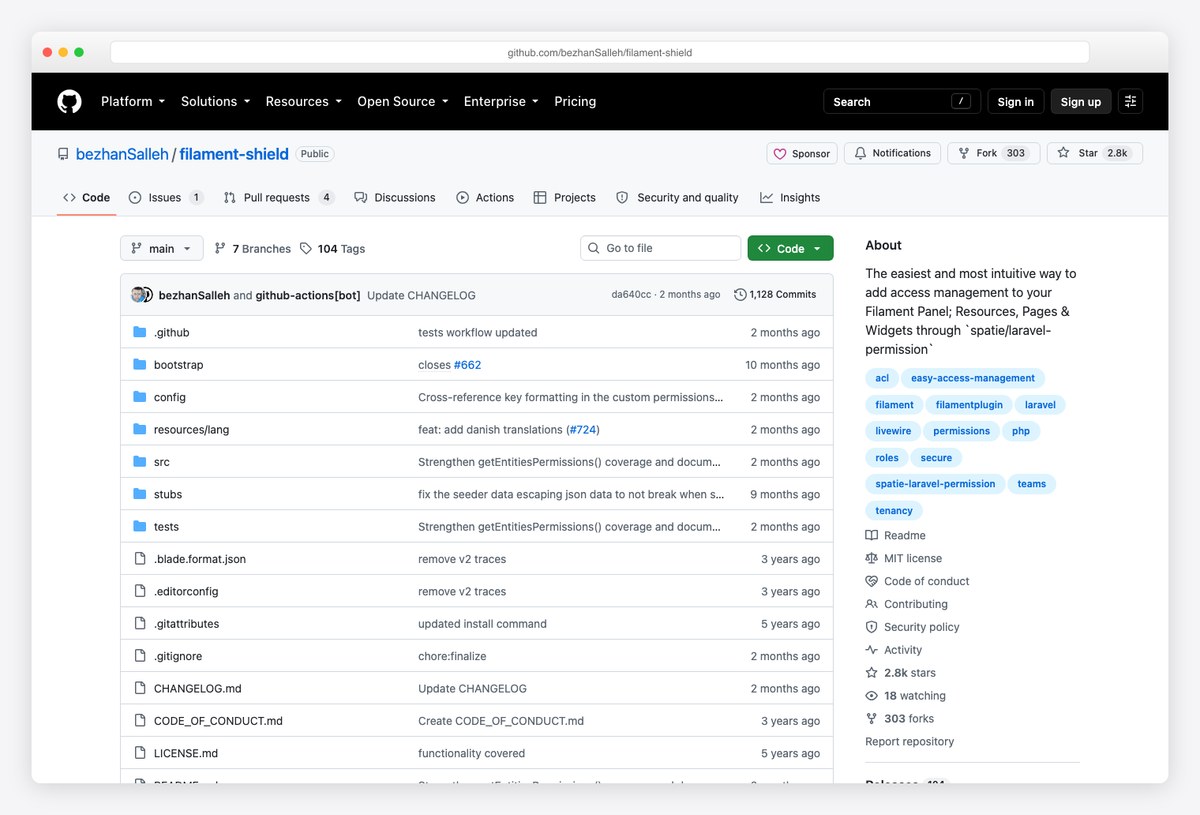 Filament Shield access management plugin repository