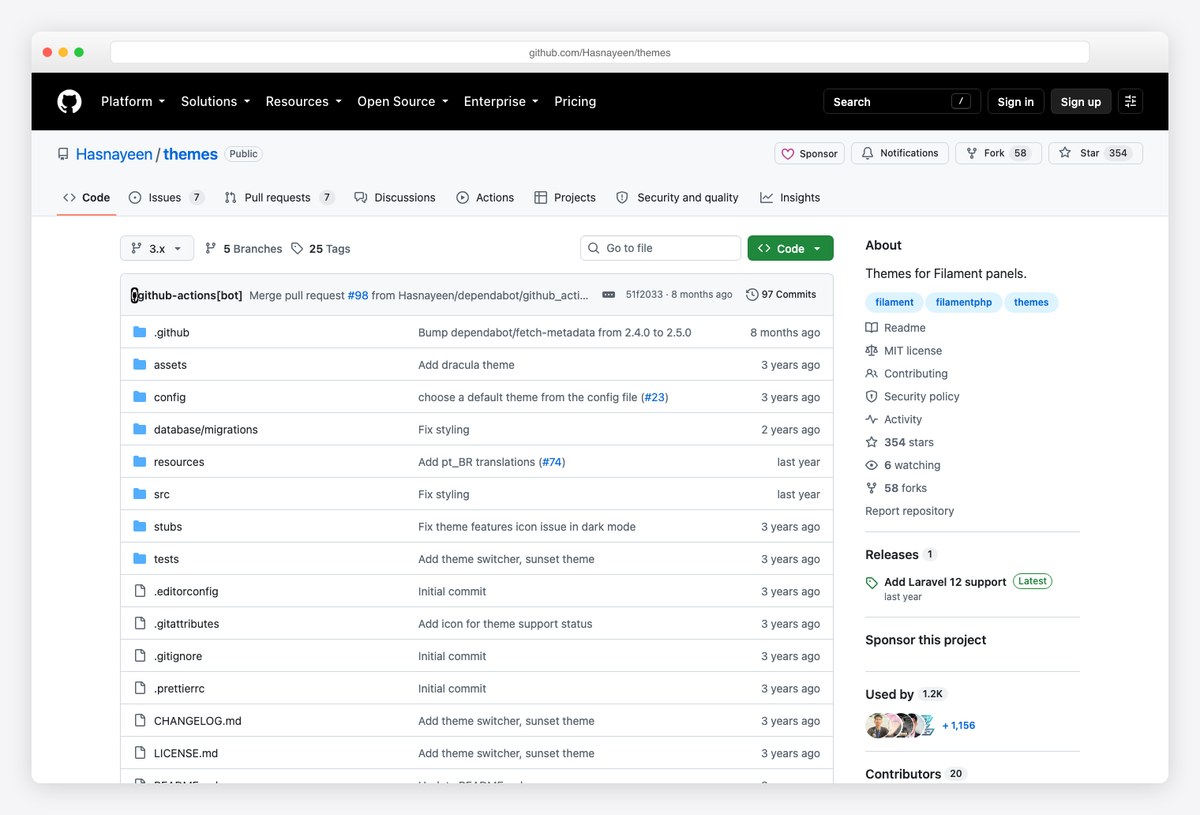 Themes for Filament panels repository