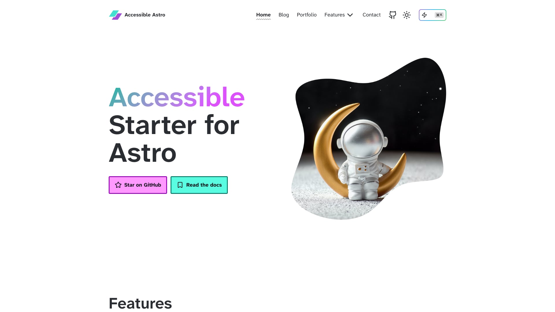Accessible Astro Starter free WCAG-focused Astro template homepage