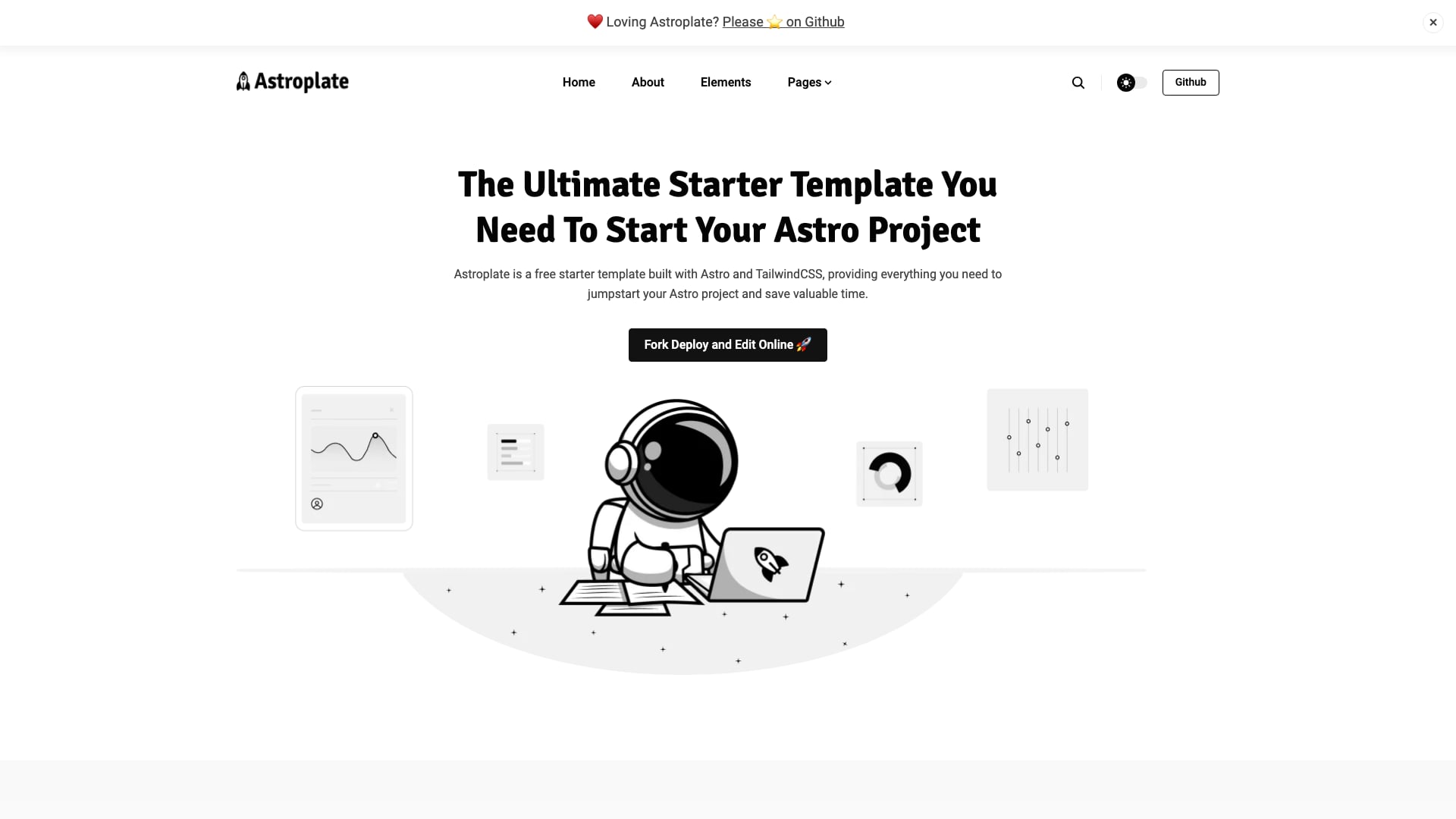 Astroplate free Astro, Tailwind CSS and TypeScript starter homepage