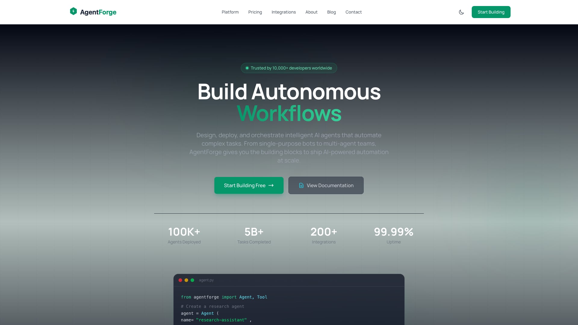 AgentForge premium Astro AI agent platform template by Colorlib