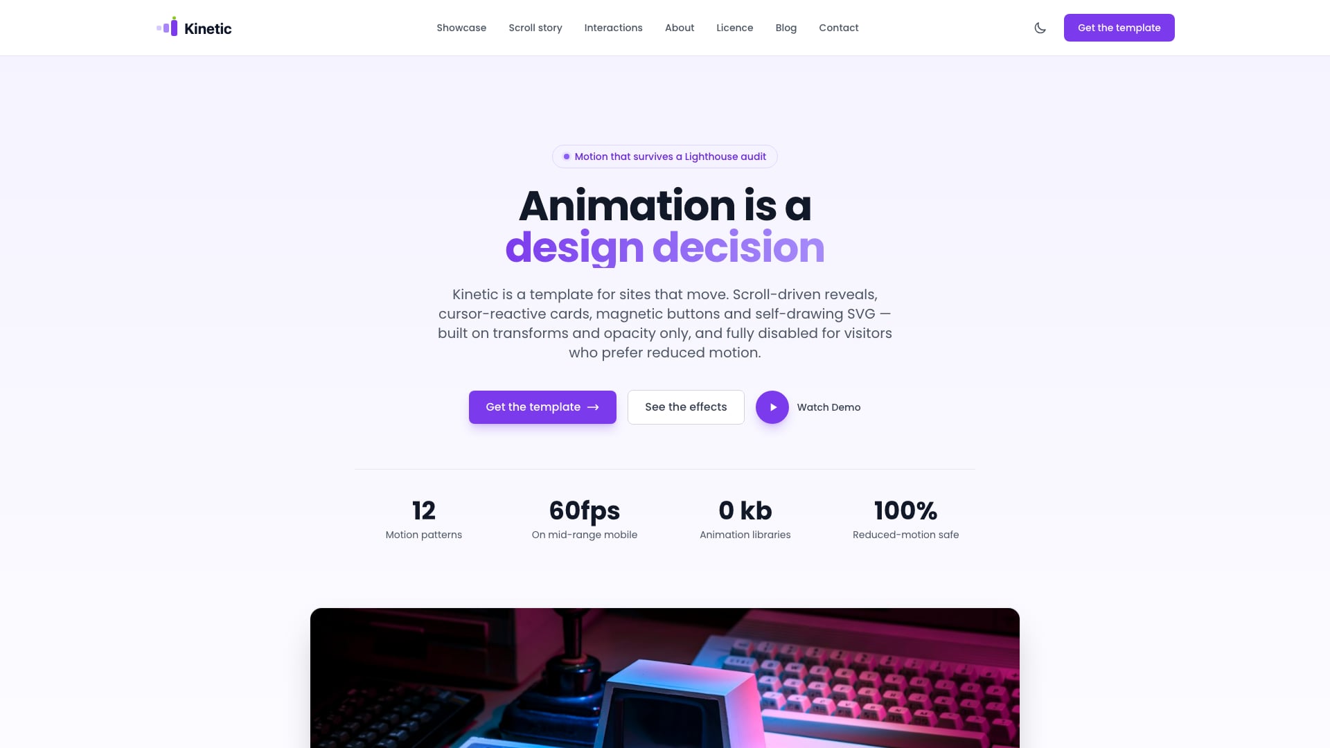 Kinetic premium animated Astro template by Colorlib