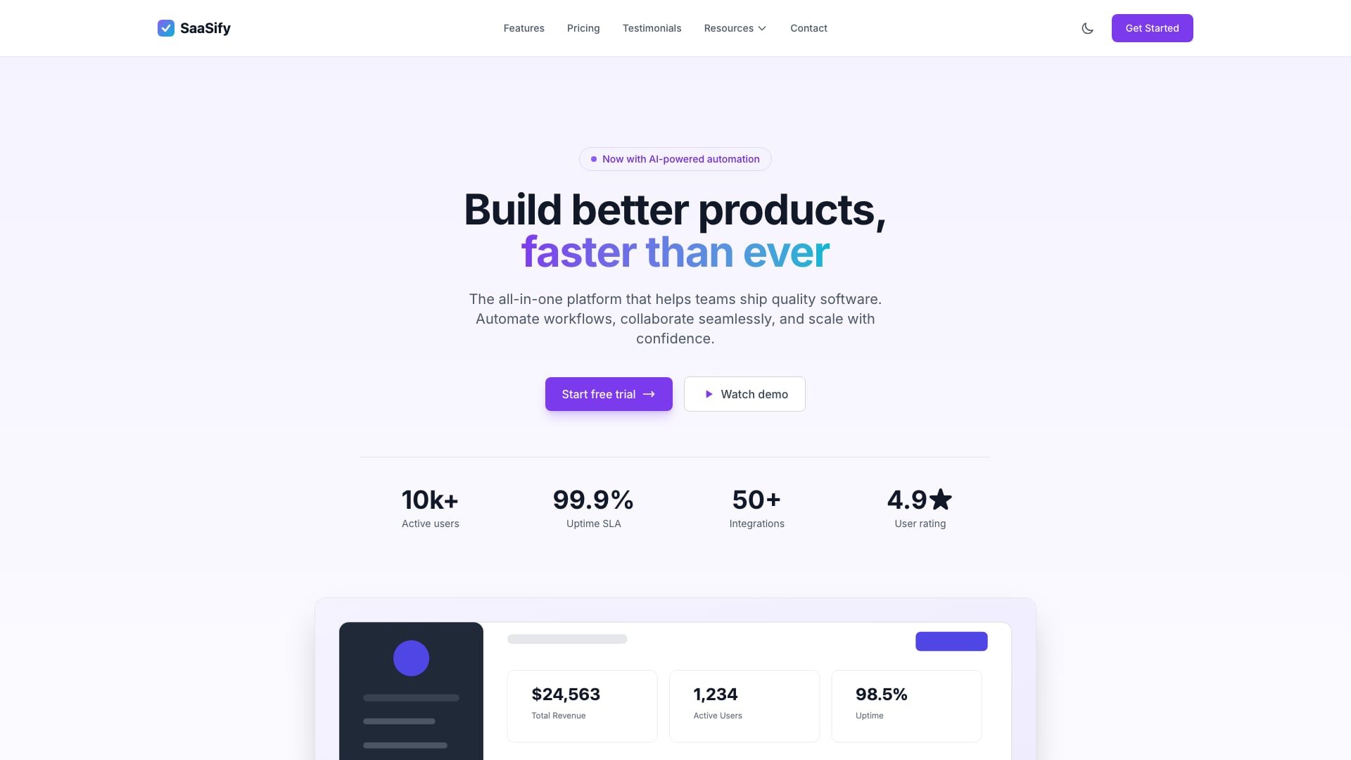SaaSify premium Astro SaaS landing page template by Colorlib