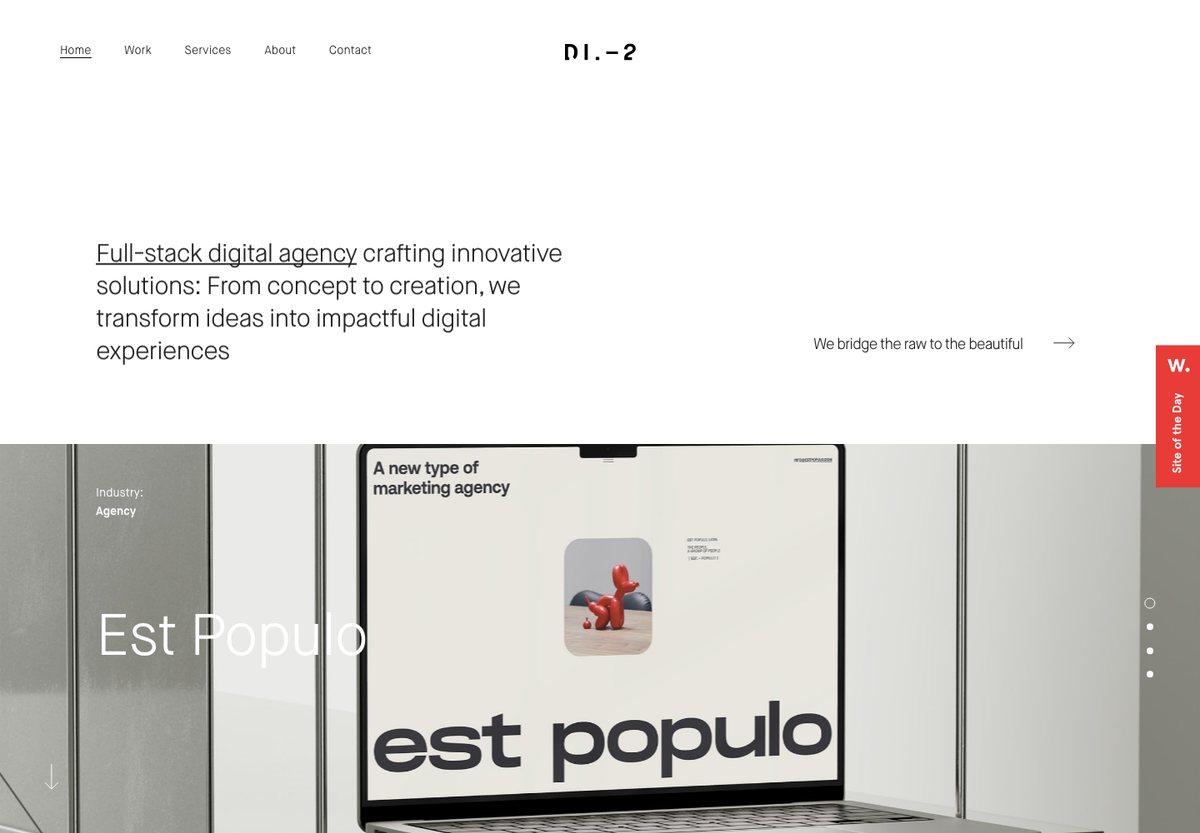 District2 WordPress website screenshot: creative agency portfolio