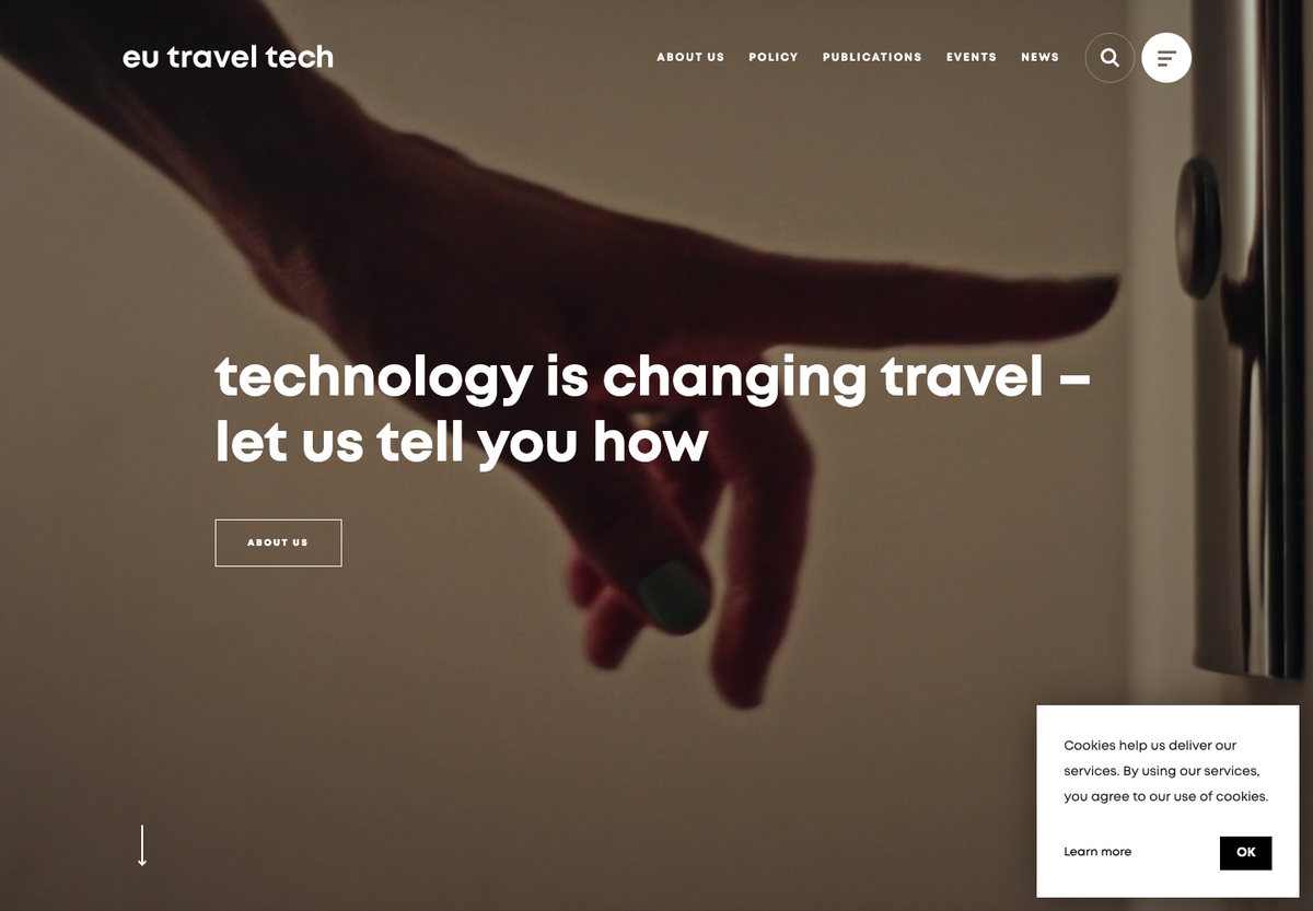 eu travel tech WordPress website screenshot: trade association and policy information