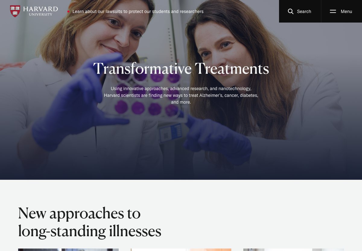 Harvard University WordPress website screenshot: university and research publishing