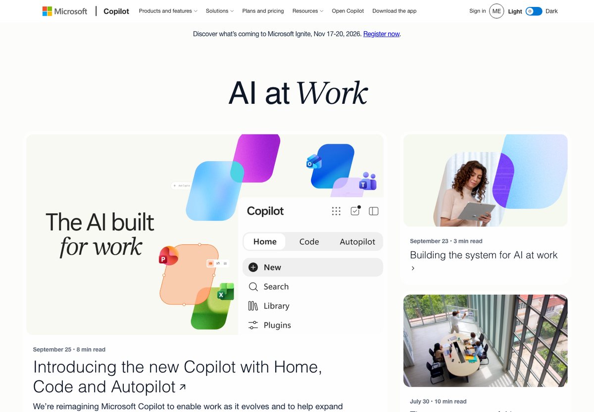 Microsoft Copilot Blog WordPress website screenshot: product education and updates