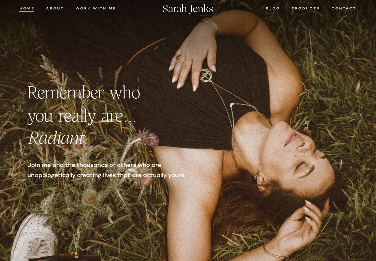 Sarah Jenks WordPress website screenshot: personal brand and service content