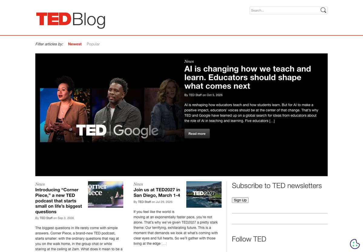 TED Blog WordPress website screenshot: stories around an organization’s work