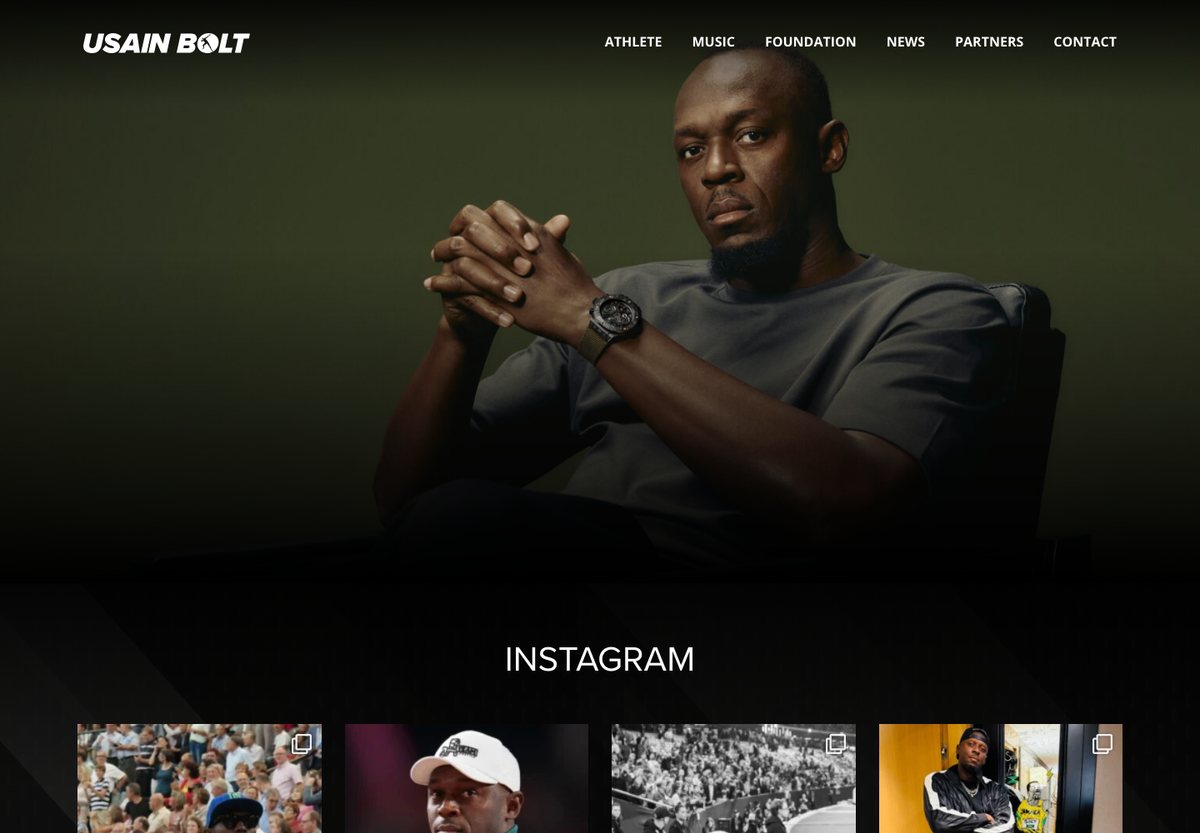 Usain Bolt WordPress website screenshot: public figure and personal projects